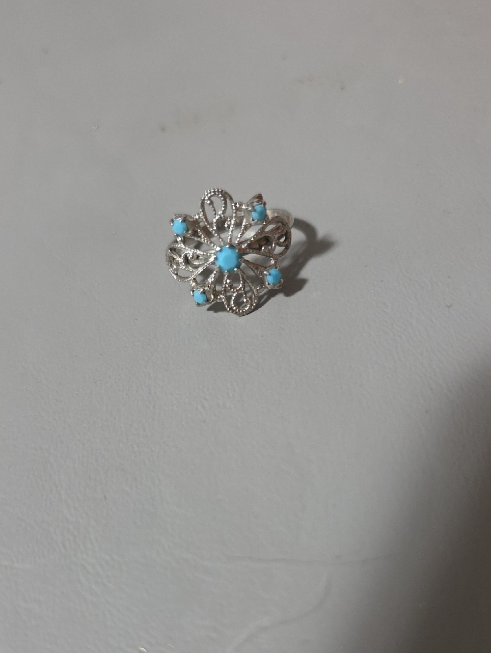 Silver Filigree Ring with Turquoise Stones